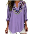 Ediodpoh Awareness Shirts Women Linen Button Down Shirt Oversized V