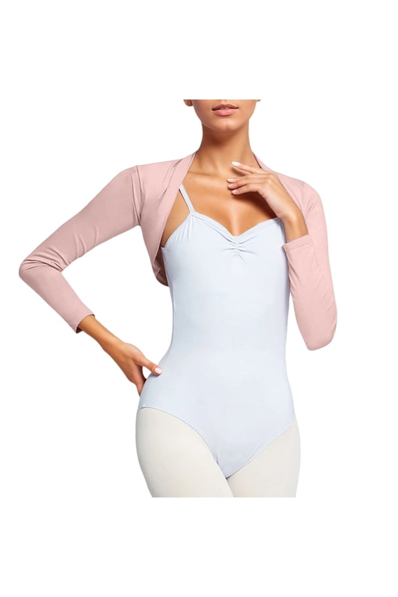 Ballet Dance Wrap Top Women Long Sleeve Shawl Cover up Elegant Ballet Practice Wear Soft Stretchy Pink
