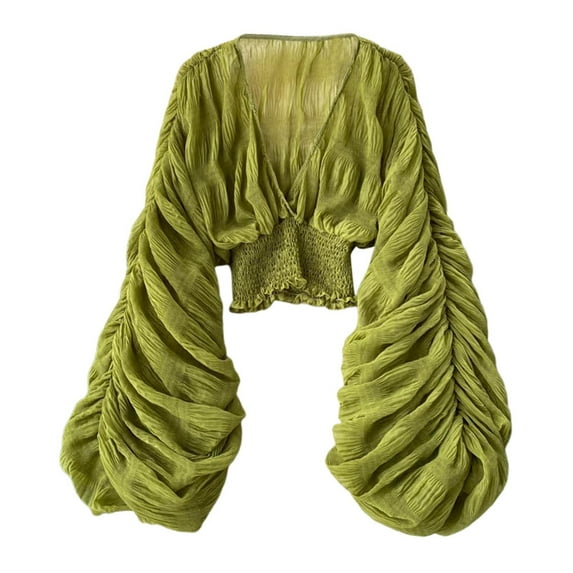 Ediodpoh Bell Sleeve Tops for Women Dressy Tops for Evening Wear Lace Blouses for Women Summer Tops for Women Green One Size