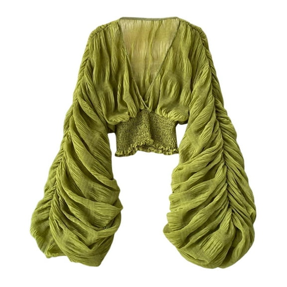 Ediodpoh Bell Sleeve Tops for Women Dressy Tops for Evening Wear Lace Blouses for Women Summer Tops for Women Green One Size