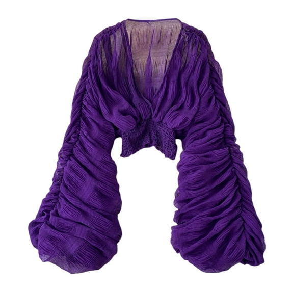 Ediodpoh Bell Sleeve Tops for Women Dressy Tops for Evening Wear Lace Blouses for Women Summer Tops for Women Purple One Size