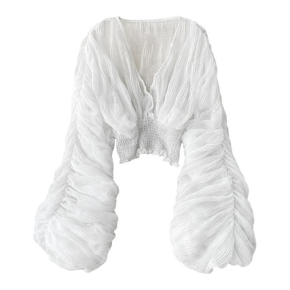 Ediodpoh Bell Sleeve Tops for Women Dressy Tops for Evening Wear Lace Blouses for Women Summer Tops for Women White One Size