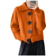 thumbnail image 1 of Ediodpoh Big Button Knitted Jacket Women's Fashion Retro Lapel Cardigan Sweater Women's Autumn and Winter Loose Style Womens Cardigan Sweaters Orange, 1 of 4