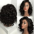 thumbnail image 1 of Riforla Black Brazilian Short Wavy Curly Parting High Temperature Fiber Wig Hair Wigs for Women Black_005, 1 of 5