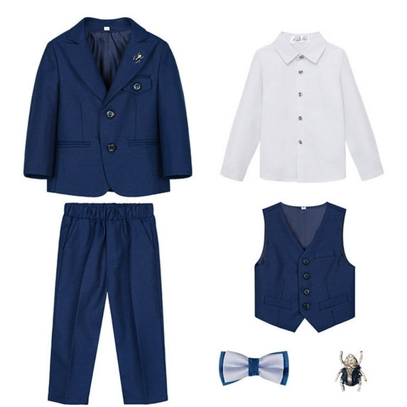 Ediodpoh Boys Casual Set Boys Outfits & Sets - Solid Color Formal Dress Set for Young Boys - Stylish and Elegant Boys' Attire for Outfit for Kids Blue_002 2-3 Years