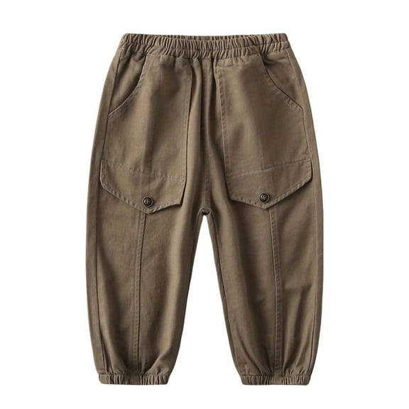 Ediodpoh Boys Pants Casual Comfortable Kids Trousers for Everyday Wear Basic Solid Color Workwear Style Long Pants for Toddlers Children Age 3 8 Years Trousers For Boys Coffee 6-7 Years