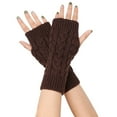 thumbnail image 1 of Riforla Cable Knit Fingerless Gloves with Figure-8 Design Short Wrist Guard for Women Arm Warmth and Casual Use Coffee, 1 of 5