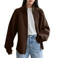 thumbnail image 1 of Ediodpoh Cardigan Sweaters for Women Sweater Coat Casual Zip up Stand Collar Long Sleeve Outerwear Coffee, 1 of 6