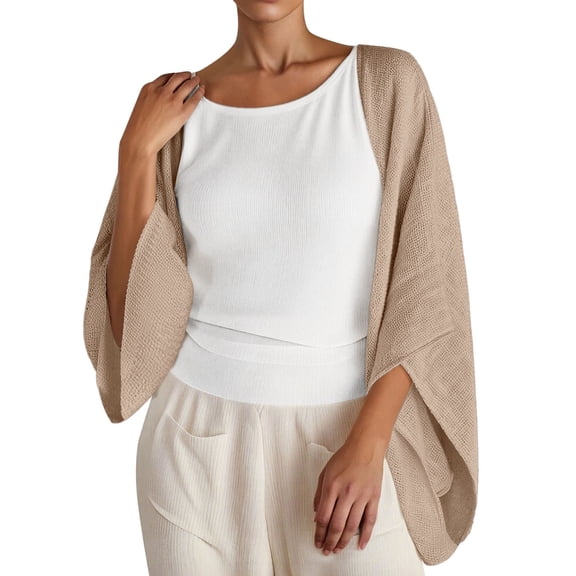 Ediodpoh Cardigan for Women Casual Long Sleeve Open Front Lightweight Knit Sweater Cover up for Daily Wear and Outfits Khaki S