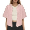 thumbnail image 1 of Ediodpoh Cardigan for Women Lightweight Cozy Short Sleeve Knit Sweater with Buttons Versatile Casual Outerwear for All Seasons Pink L, 1 of 5