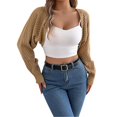 thumbnail image 1 of Ediodpoh Cardigans for Women Lightweight Knit Cardigan Summer Casual Loose Fit Open Front Cover up Boho Beach Pure Color Khaki XL, 1 of 7