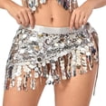 thumbnail image 1 of Ediodpoh Carnival Glitter Skirts for Women Belly Dance Scarf with Sequins Fringe Sash Wrap Performance Skirt for Dance Show Skirts for Women Silver One Size, 1 of 4