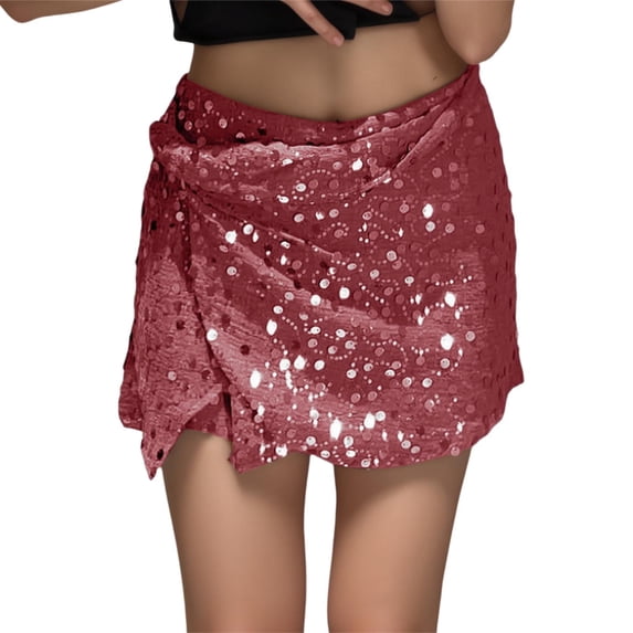 Ediodpoh Carnival Skirts for Women Beaded Bow Front Party Mini Skirt for Night Out and Festival Celebration Mini Skirt Red L