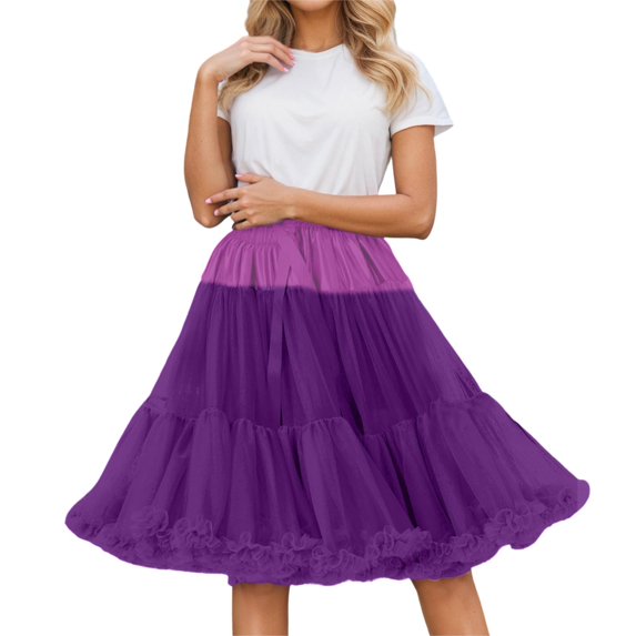 Ediodpoh Carnival Women's Skirts Cloud Petticoat Underskirt with Big Hexagonal Mesh for Fashion Soft Boneless Design Women's Skirts Dark Purple One Size