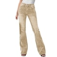 thumbnail image 1 of Ediodpoh Casual Solid Flared Pants for Women Stretchy Denim Trousers High Waist Bootcut Wear Comfortable Everyday Elastic Jeans Yellow M, 1 of 5
