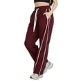 thumbnail image 1 of Fgnfyis Casual Wide Leg Pants with Side Stripes Comfortable Trousers for Everyday Wear Outdoor Travel Versatile Womens Pants Red S, 1 of 9
