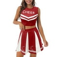 thumbnail image 1 of Ediodpoh Cheerleading Student Sports Day Cheerleading Competition Dress Top Skirt Set Red XXL, 1 of 5