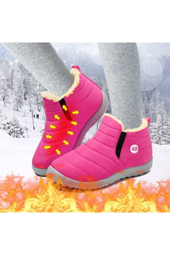 YOUSNH Childrens Winter Childrens Boots Flat Splashing Warm Short Tube Snow Boots Girls Boots Pink 11