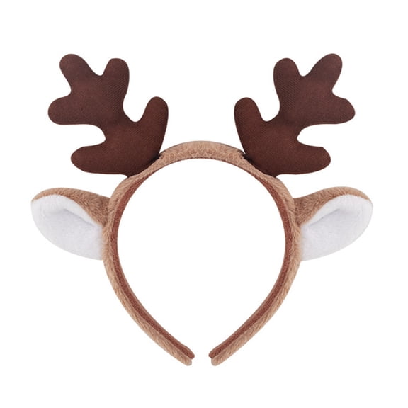 Riforla Christmas Reindeer Headband with Ears Pie Headbuckle Hair Accessories for Childrens Dress up Props and Parties Coffee