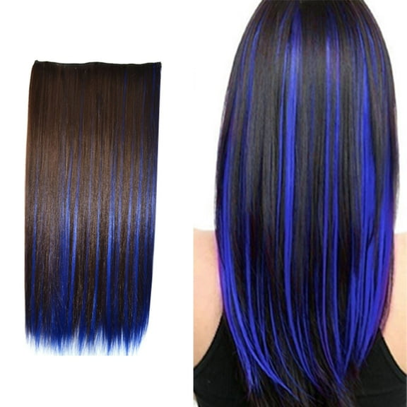 Ediodpoh Color Highlights Five Clip Hair Extensions Straight Hair Wig Piece Hair Curtain Wigs for Women B