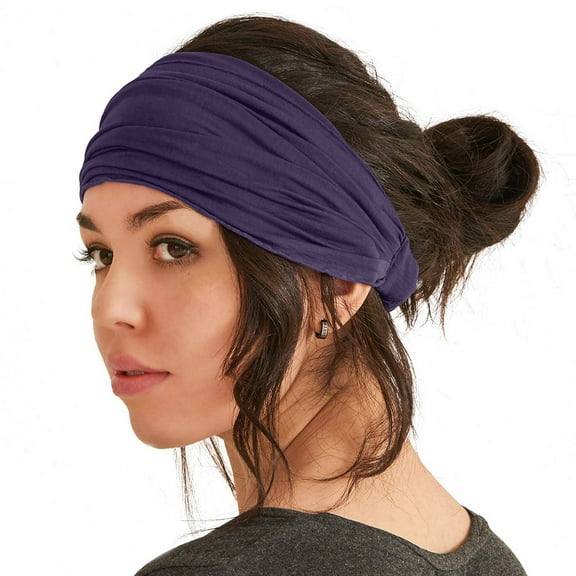 Ediodpoh Comfortable Lightweight Japanese Bandana Headbands for Men and Women in Solid Colors Purple