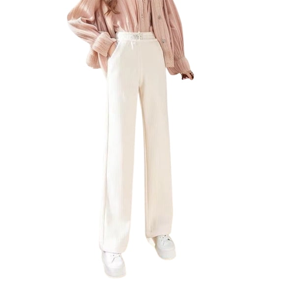 Ediodpoh Corduroy Pants Women High Waist Wide Leg Flared Trousers with for Winter Casual Comfort and Everyday Wear Beige XXL