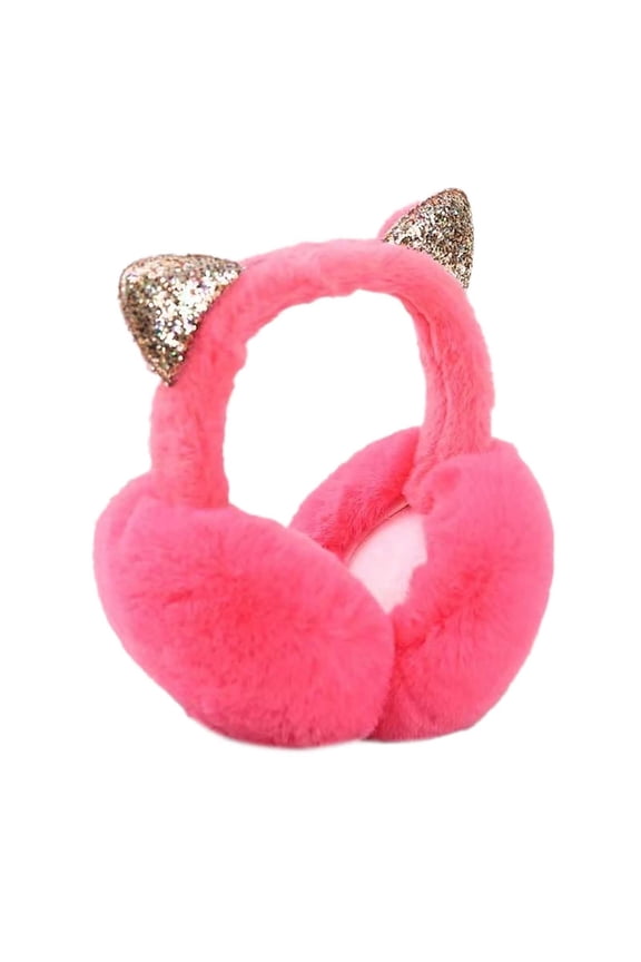 Cute Animal Earmuffs Winter Warm Outdoor Ear Covers Headband Earwarmer with Cat Ears Design Red