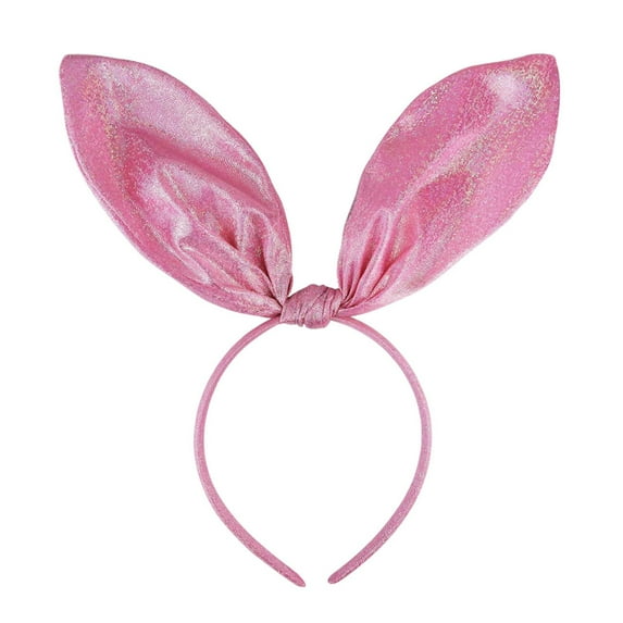 Ediodpoh Easter Glittery Large Bunny Ear Headband Sparkly Fabric Party Hair Accessory for Kids Adults and Festive Celebrations Pink