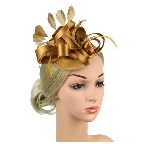 Ediodpoh Elegant Black Evening Mini Top Hat for Bride Wedding and Party Hair Accessory Gold