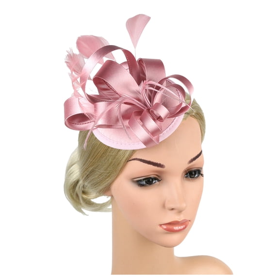 Ediodpoh Elegant Black Evening Mini Top Hat for Bride Wedding and Party Hair Accessory Pink