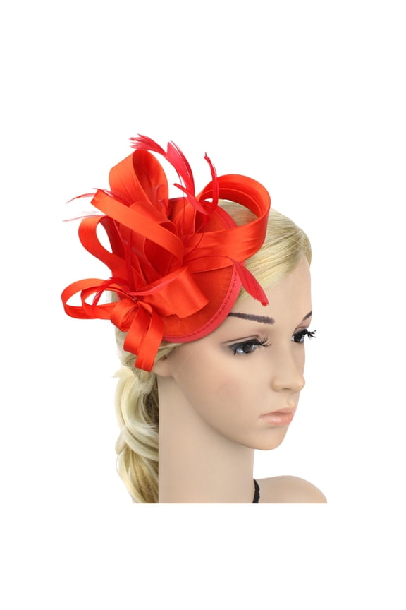 Ediodpoh Elegant Black Evening Mini Top Hat for Bride Wedding and Party Hair Accessory Red