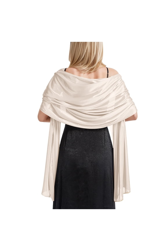 Elegant Satin Evening Wrap Shawl for Soft Party Wear Formal Dinner Lightweight Cover Up Beige