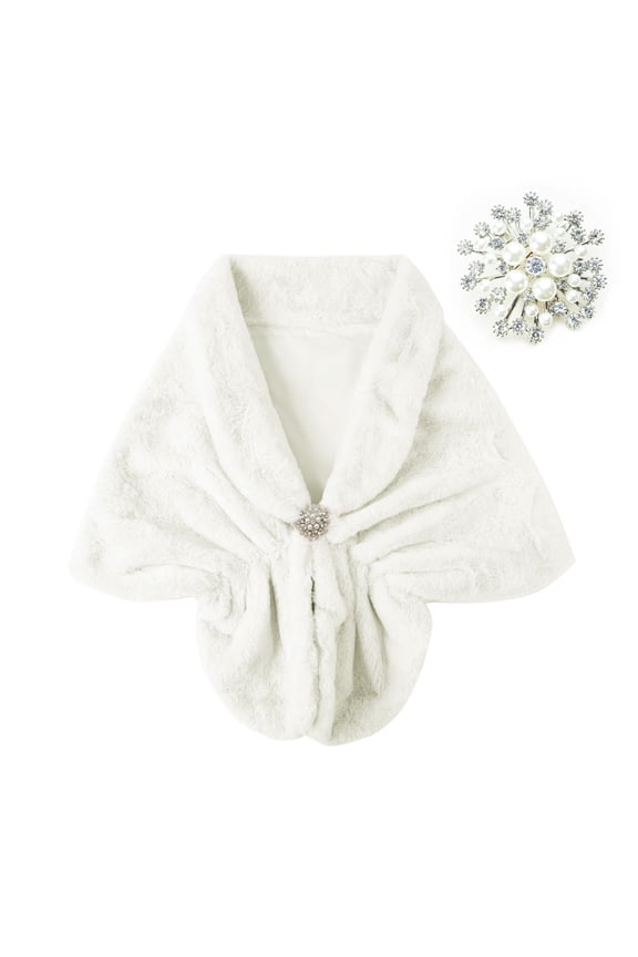 Riforla Elegant Shawl for Women Wedding Bride Winter Formal Events and Soft and Wrap White