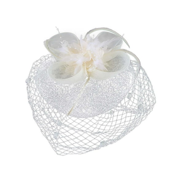 Ediodpoh Fascinator Hat for Day Elegant Wedding Headpiece for Bride and Performance Accessories Beige