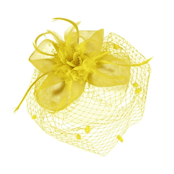Ediodpoh Fascinator Hat for Day Elegant Wedding Headpiece for Bride and Performance Accessories Yellow