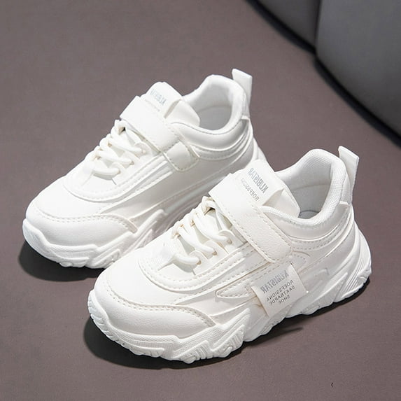 Ediodpoh Fashion All Seasons Children Sports Shoes Girls Flat Sole Thick Sole Non Light Lace up Hook Loop Solid Color Comfortable Casual Kids Shoes White 12.5