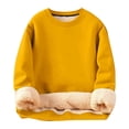 thumbnail image 1 of Ediodpoh Fashion Solid Color Lined Thickened Hoodies for Women Warm Round Neck Pullover Sweatshirt Top Autumn Winter Yellow XXL, 1 of 4