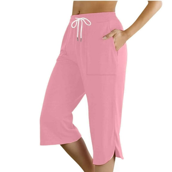 Ediodpoh Fashion Solid Comfortable Casual Mid Waist Sport Womens Pants with Turned Pockets Pink XL