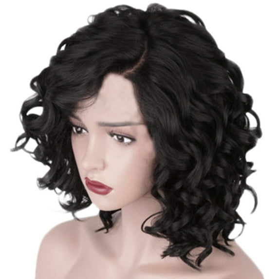 Riforla Fashion Synthetic Medium Long Curly Hair Black Hair Wig Natural Hair Wigs Wigs for Women Black