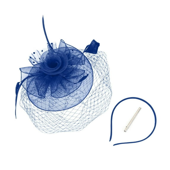 Ediodpoh Feather Bridal Hat for Women Elegant Fascinator Headband for Weddings Parties and Evening Events Blue