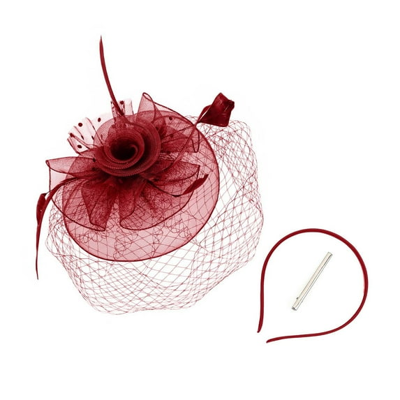 Ediodpoh Feather Bridal Hat for Women Elegant Fascinator Headband for Weddings Parties and Evening Events Red