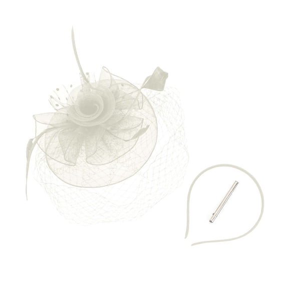 Fgnfyis Plush Bridal Hat for Women Elegant Fascinator Headband for Weddings Parties and Evening Events White