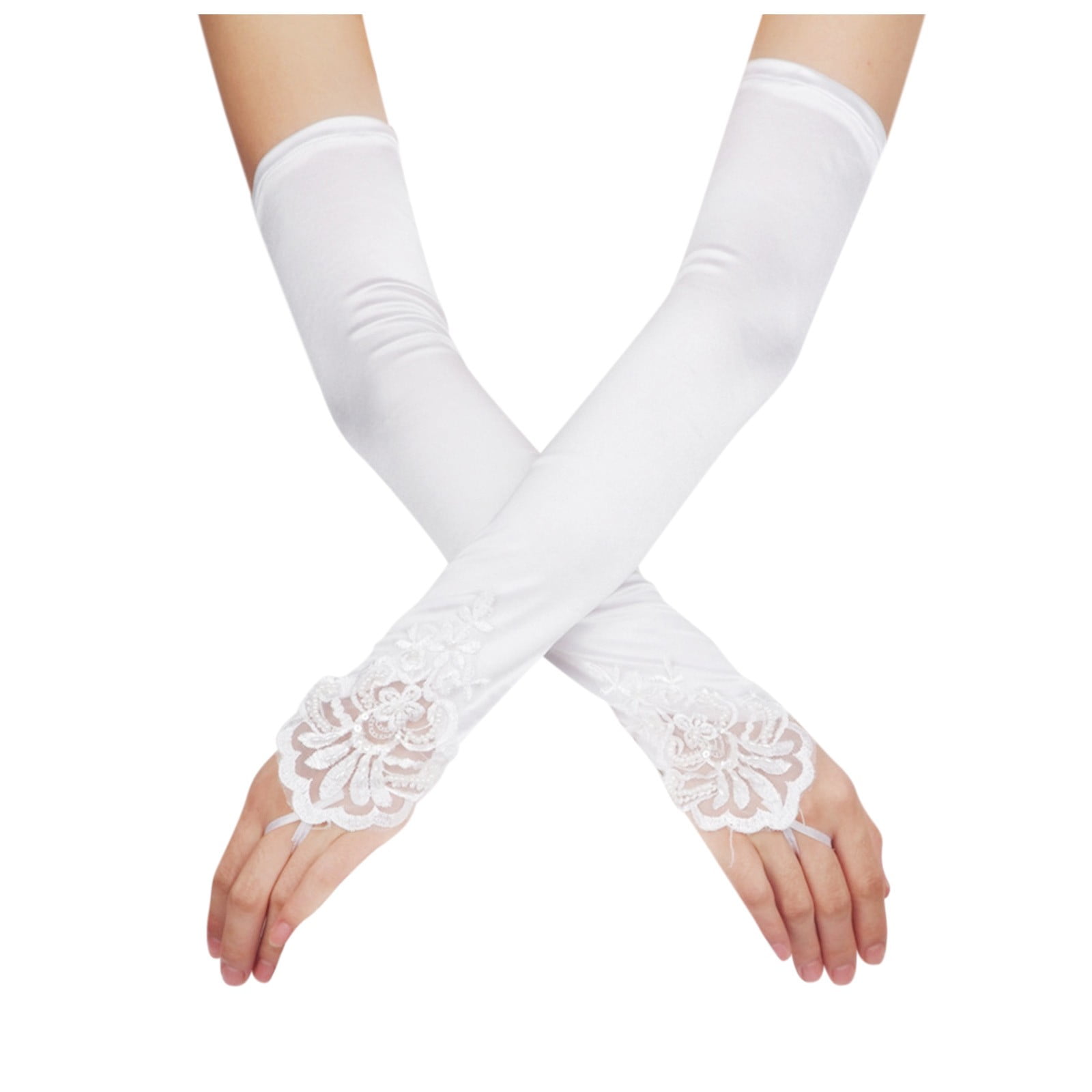 Adult Women's Elbow Length Satin Gloves Red