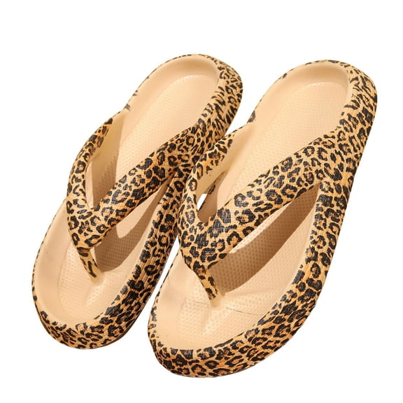 Ediodpoh Flip Flop Clip Foot Outdoor Summer Soft Soled Bathroom Couples Wear Sandals Casual Thick Soled Sandals Womens Slippers Khaki 8.5
