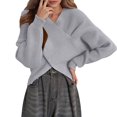 thumbnail image 1 of Ediodpoh Front Knit Pullover Sweater Soft Autumn Winter Casual Tunic Top for Cozy Layering Knit Tops for Women for Elegant and Warm Grey, 1 of 5