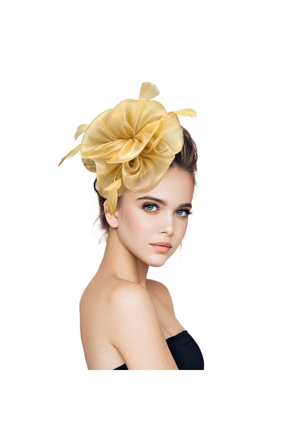 Ediodpoh Hats for Women Fascinators Pillbox Flower Hat with for Tea Party Wedding And Gold
