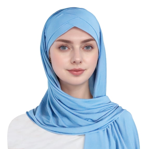 Fgnfyis Head Scarf with Double Layer Tie Front and Integrated Cap Soft and Comfortable for Daily Wear Blue