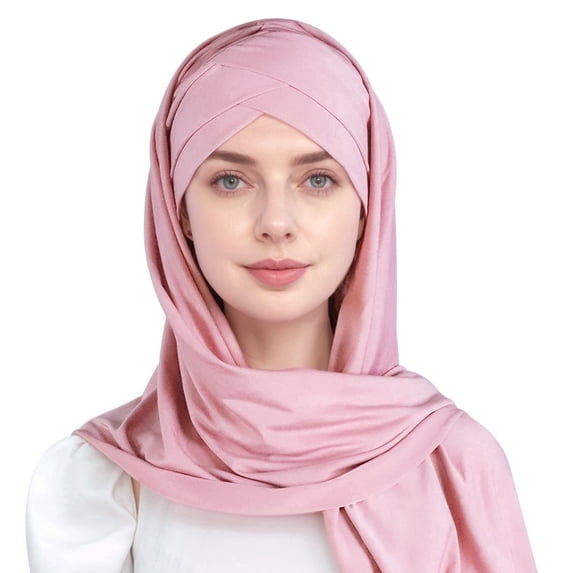 Fgnfyis Head Scarf with Double Layer Tie Front and Integrated Cap Soft and Comfortable for Daily Wear Pink