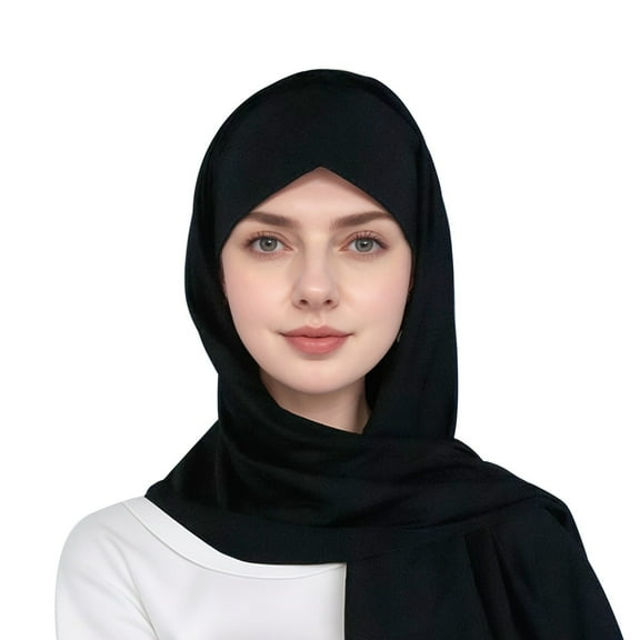 Ediodpoh Head Scarf with Layer Tie Front and Integrated Cap Soft and Breathable for Daily Wear Black