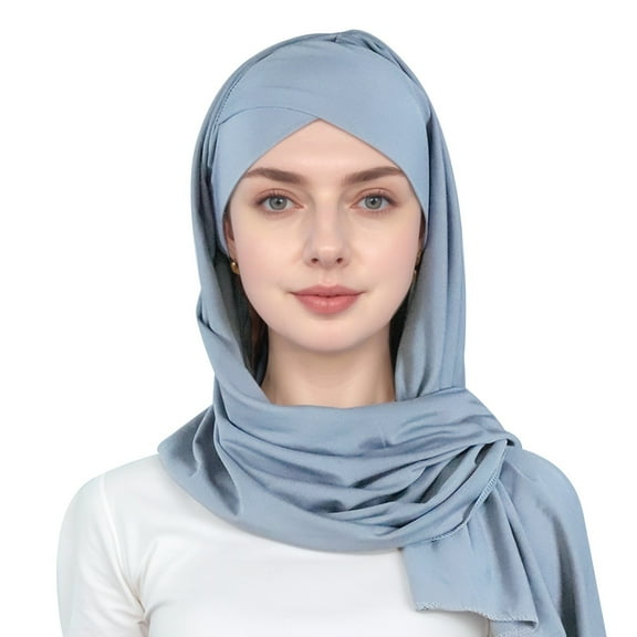 Riforla Head Scarf with Layer Tie Front and Integrated Cap Soft and Breathable for Daily Wear Grey